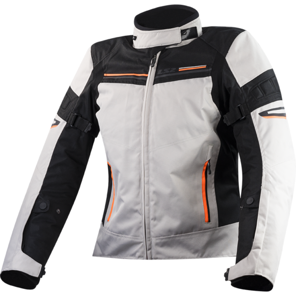 LS2 SHADOW LADY JACKET LIGHT GREY BLACK ORANGE XL