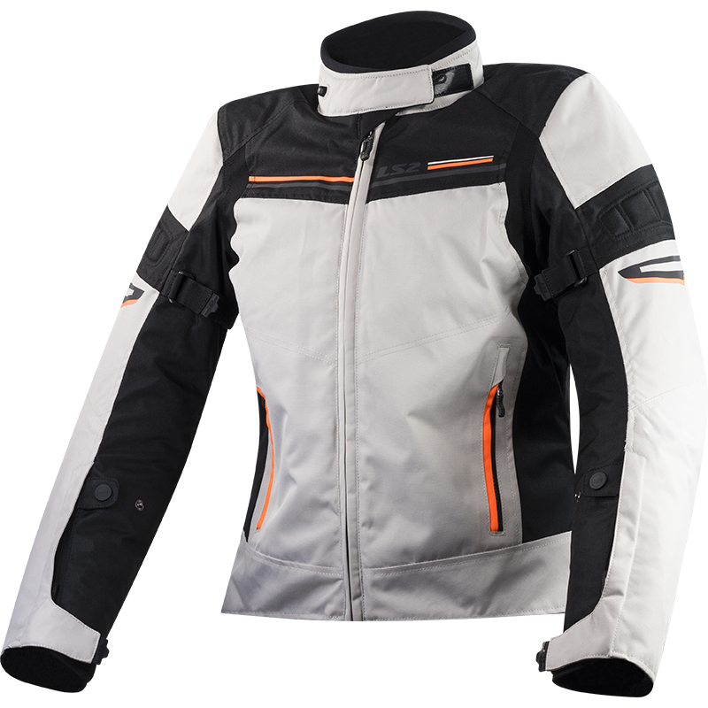 LS2 SHADOW LADY JACKET LIGHT GREY BLACK ORANGE XS