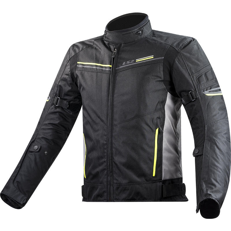 LS2 SHADOW MAN JACKET BLACK TITANIUM H-V YELLOW