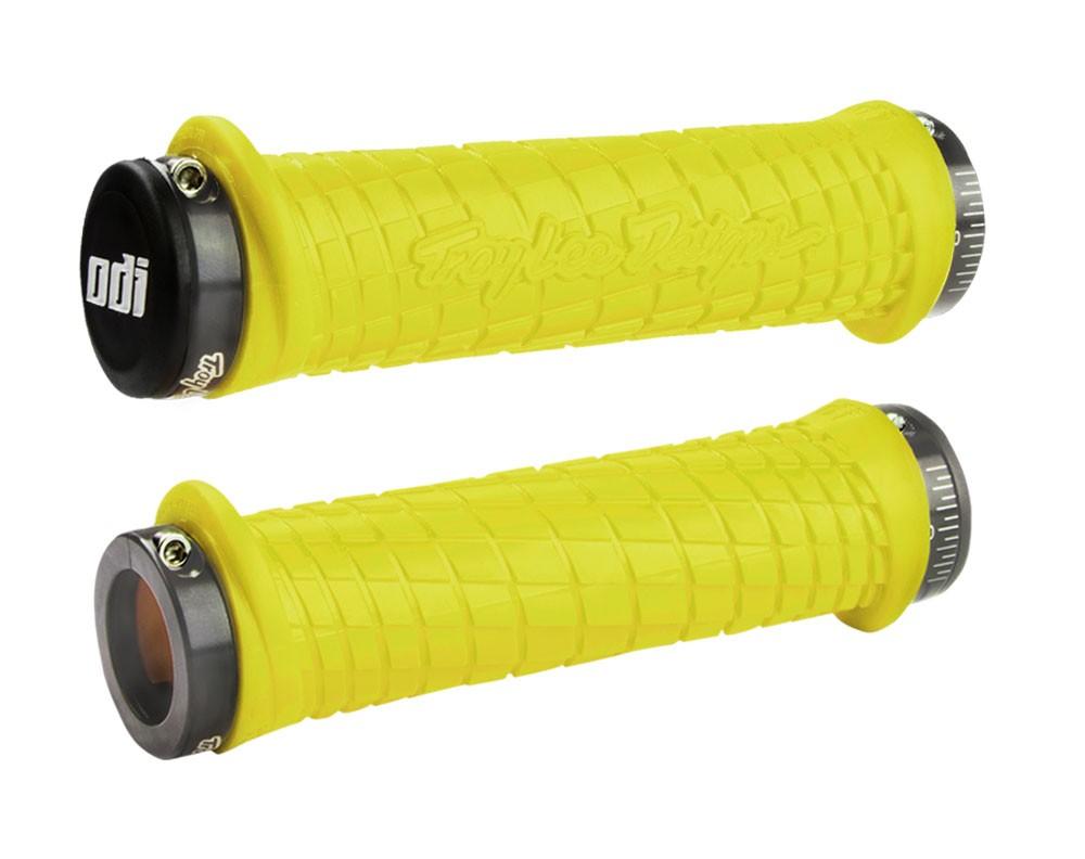 ODI GRIPS Troy Lee Designs Signature ATV Lock-On Bonus Pack Yellow w/Gray Clamps